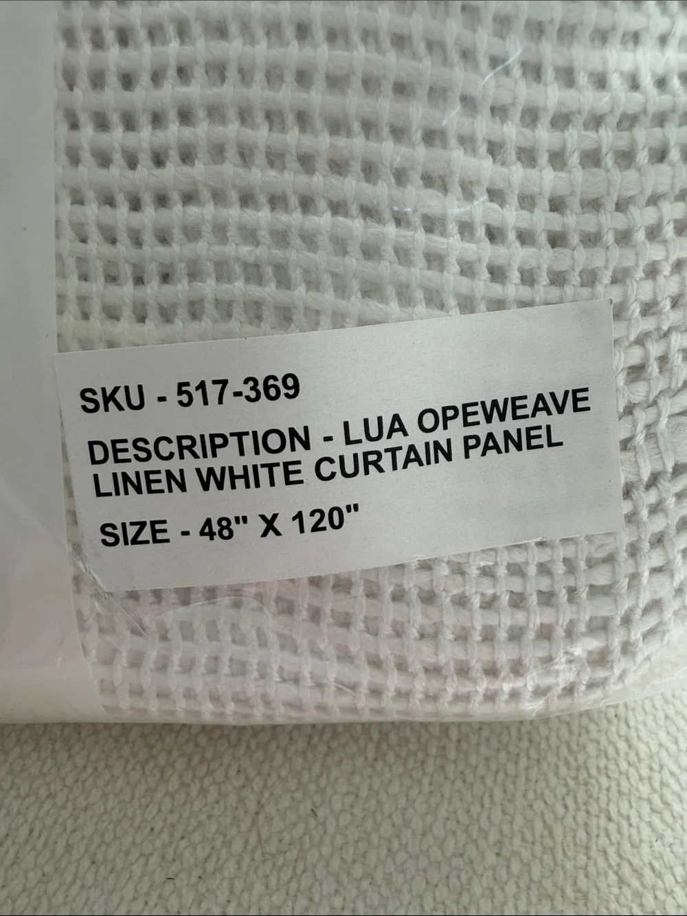Set of 2 CB2 Lua Bright White Open Weave Sheer Linen Curtains 48x120 NIB